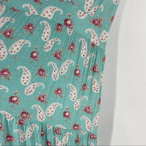 Garnet Hill soft flowy mint green maxi with paisley XS - Picture 3 of 4